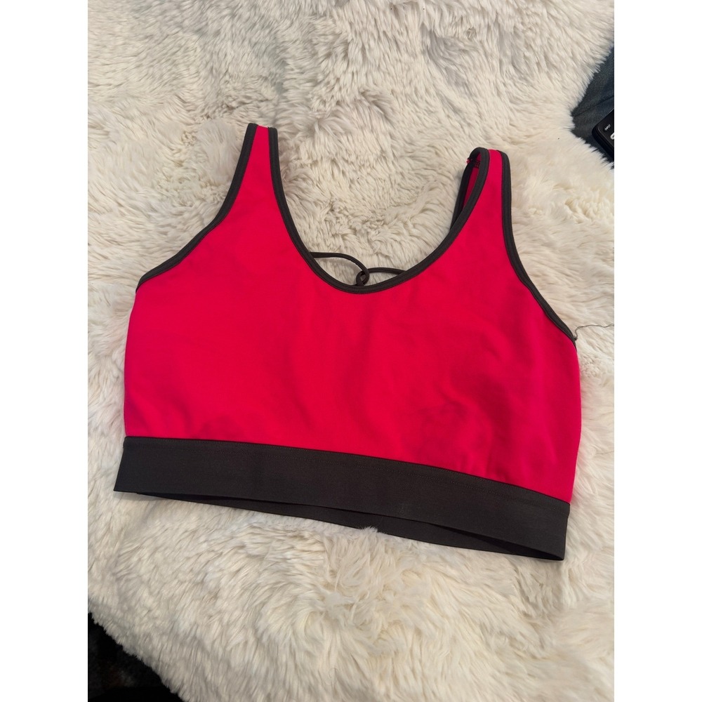 Morera Seamless Activewear Pink Black Strappy Back Sports Bra Medium RN 118223